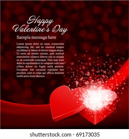 Heart gift present with fly hearts Valentine's day vector background