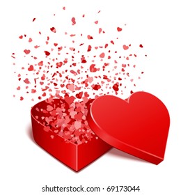 Heart gift present with fly hearts Valentine's day vector illustration for design