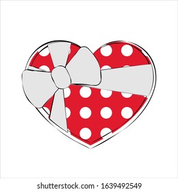 Heart gift present, illustration for design. Vector Illustration