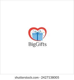 heart gift present vector logo template