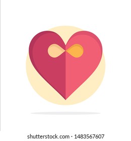 Heart, Gift, Ribbon Abstract Circle Background Flat color Icon