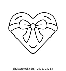 heart gift ribbon bow line icon vector. heart gift ribbon bow sign. isolated contour symbol black illustration