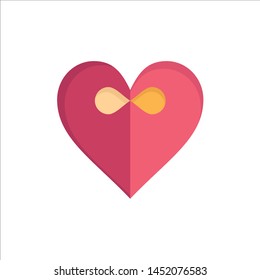 Heart, Gift, Ribbon  Flat Color Icon. Vector icon banner Template