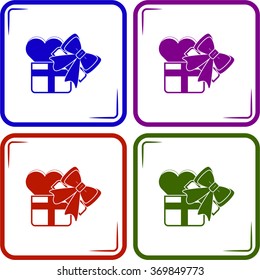 Heart in a gift  - Valentine's Day vector icon
