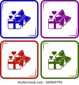 Heart in a gift  - Valentine's Day vector icon