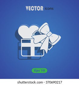 Heart in a gift  - Valentine's Day vector icon