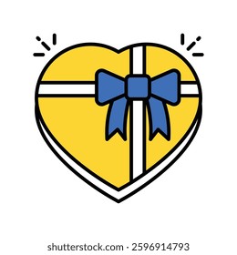Heart Gift vector filled outline icon. EPS 10 file