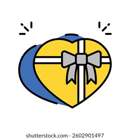 Heart Gift vector filled outline icon. EPS 10 file