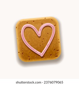 Heart gingerbread cookie,  Christmas theme, white isolated background, vector illustration