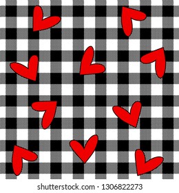 Heart & GinGham Pre Stained Vector Seamless Pattern 
