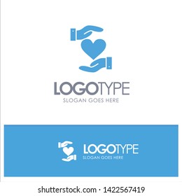 Heart, Give, Hand, Favorite, Love Blue Logo vector