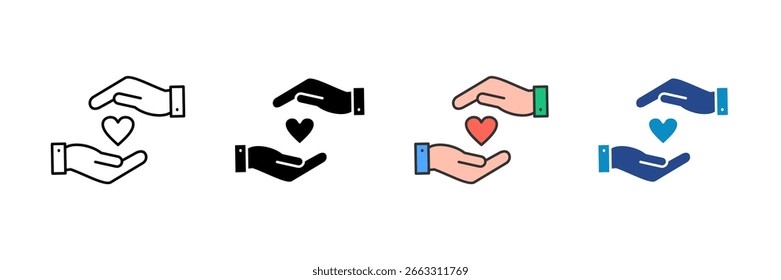 Heart Giving Icon Set Multiple Style Collection