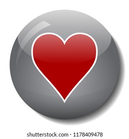 Heart glass button vector illustration