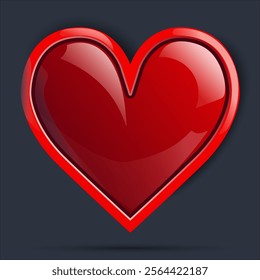 Heart, glass heart, glare, light, isolated on a dark blue background, symbol of love, vector