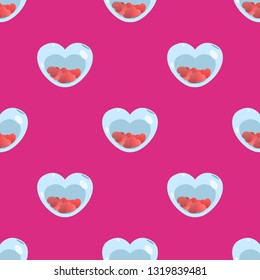 heart in the glass jar or bowl object seamless pattern, vector illustrator