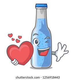 With heart glass of soda water on character