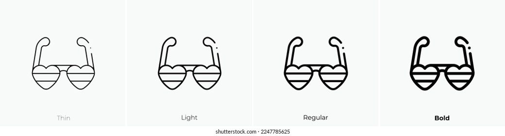 heart glasses icon. Thin, Light Regular And Bold style design isolated on white background