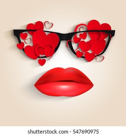 Heart glasses And Lips