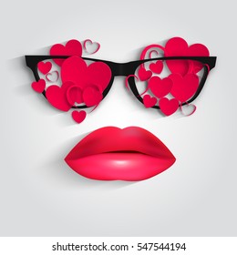 Heart glasses And Lips for your design