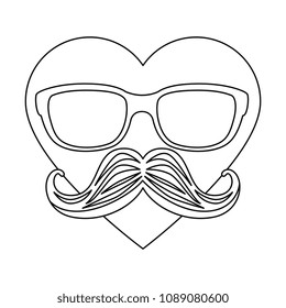 heart with glasses and mustache hipster style