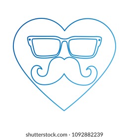 heart with glasses and mustache hipster style