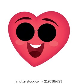 heart with glasses smiling isolated icon