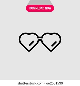 Heart glasses vector icon, Exclusive sunglasses in form of heart symbol. Simple, modern flat vector illustration for mobile app, website or desktop app  