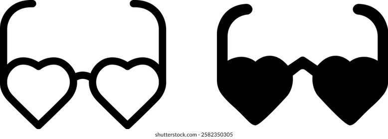 Heart Glasses Vector Icon Set – Fun and Trendy Fashion Accessories