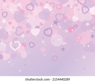 Heart glitter background design on purple background. Simple pattern design template.