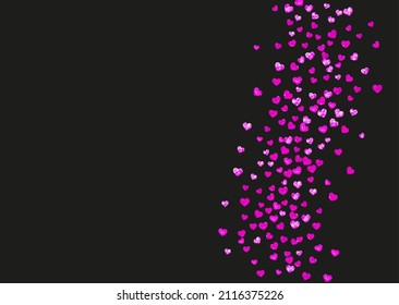 Heart Glitter. Beautiful Border For Gift. Grunge Frame. Red Happy Backdrop. February Illustration For Present. Rose Modern Sparkle. Pink Heart Glitter.