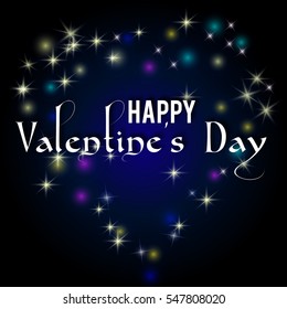 Heart glittering isolated on dark background.  Valentine's Day . Love concept.  