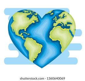 heart with global map to earth day