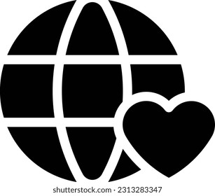 heart globe global web map Glyph