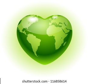 Heart globe.Eco icon