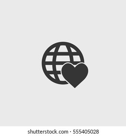 Heart Globe icon illustration isolated vector sign symbol