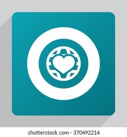 heart globe icon, on white background