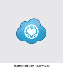 heart globe icon, on white background