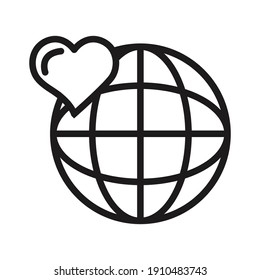 heart with globe icon vector illustration isolated on white