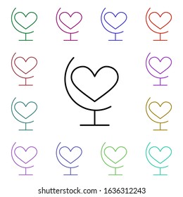 Heart globe multi color style icon. Simple thin line, outline vector of heartbeat icons for ui and ux, website or mobile application