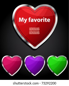 Heart glossy button, icon, eps10.