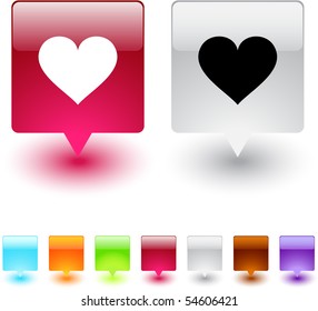 Heart glossy square web buttons.