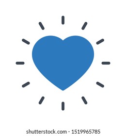 heart glyph colour line vector icon