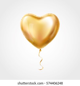 Heart Gold balloon on background