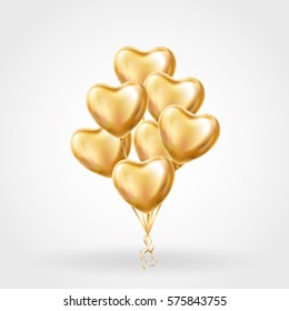 Heart Gold balloon on background