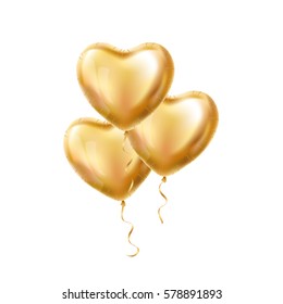 Heart Gold balloon on background