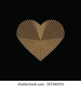 Heart of gold chains on a black background. Heart on Valentine's Day.