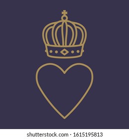 Heart and gold crown monarchy traditional victorian symbol love 