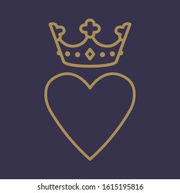 Heart and gold crown monarchy traditional victorian symbol love 
