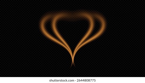 Heart gold with flash isolated on transparent background. Lighted heart for holiday cards, banners, invitations.  PNG