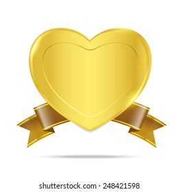 Heart Gold Medal Premium Badge Tag Banner On The White Background On The White Background